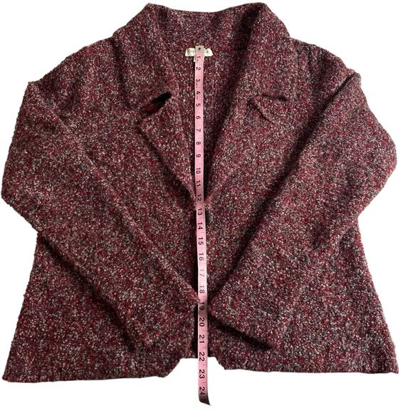Coldwater Creek Boucle Slub Cardigan Red One Button Size XL 16 Lagenlook Boho - Picture 14 of 14